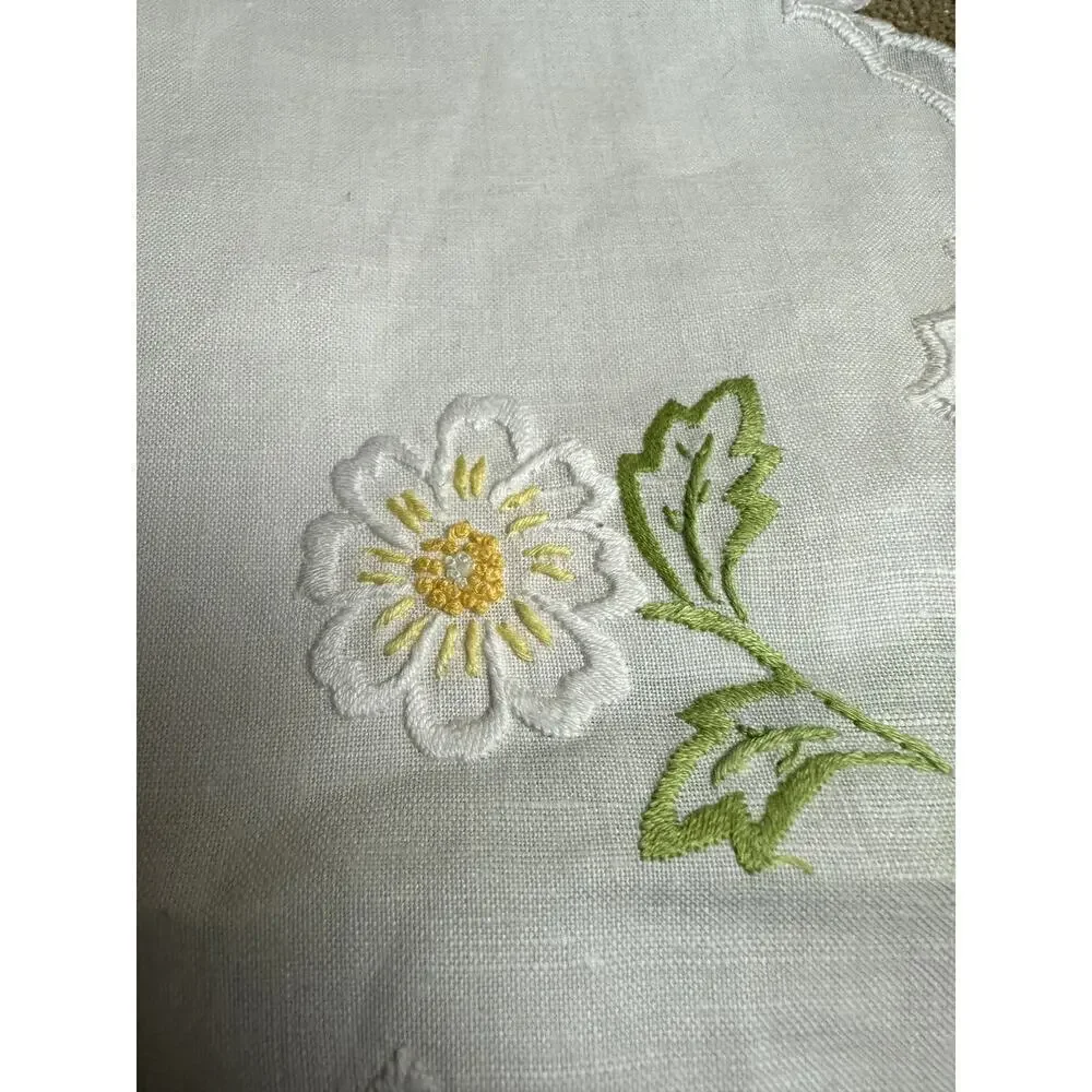 German Made White Floral Embroidery Doily Cloth 33